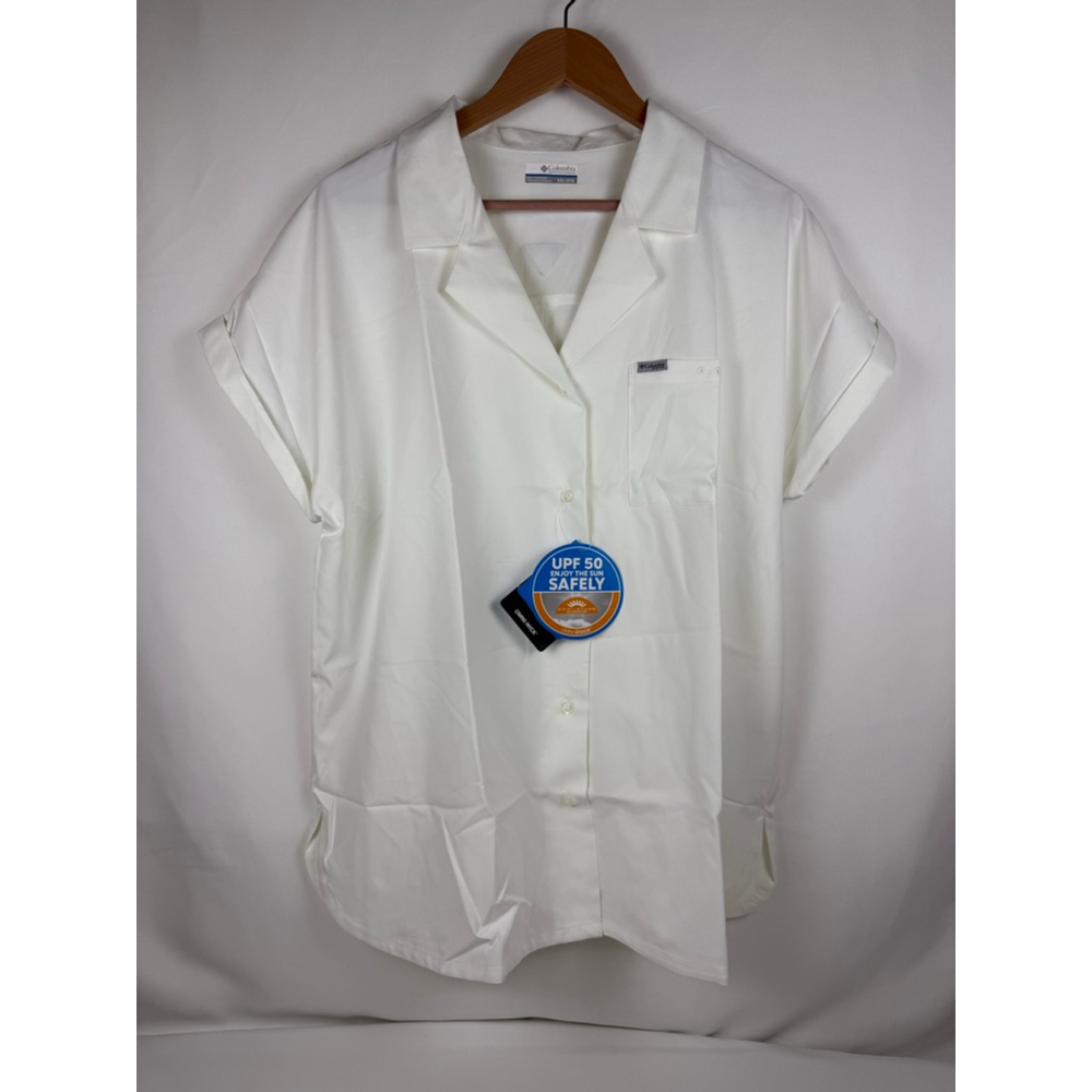 Women's Columbia Sun Drifter Woven Shirt White Size XXL